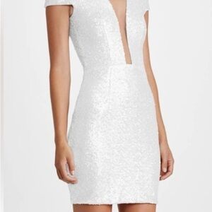 Dress the Population Small 2/4 Mini White  Sequin Dress